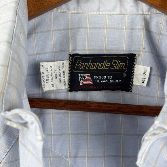 Panhandle Slim Pearl Snap Western Shirt Mens Light Blue 16 1/2 -33 Long Sleeve - Picture 5 of 7